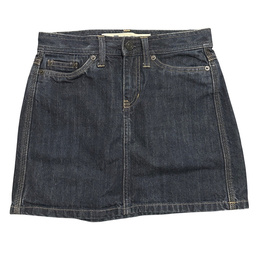 Vintage Gap Jeans Dark Wash Denim Mini Skirt Size 0 Y2K Classic Casual Preppy